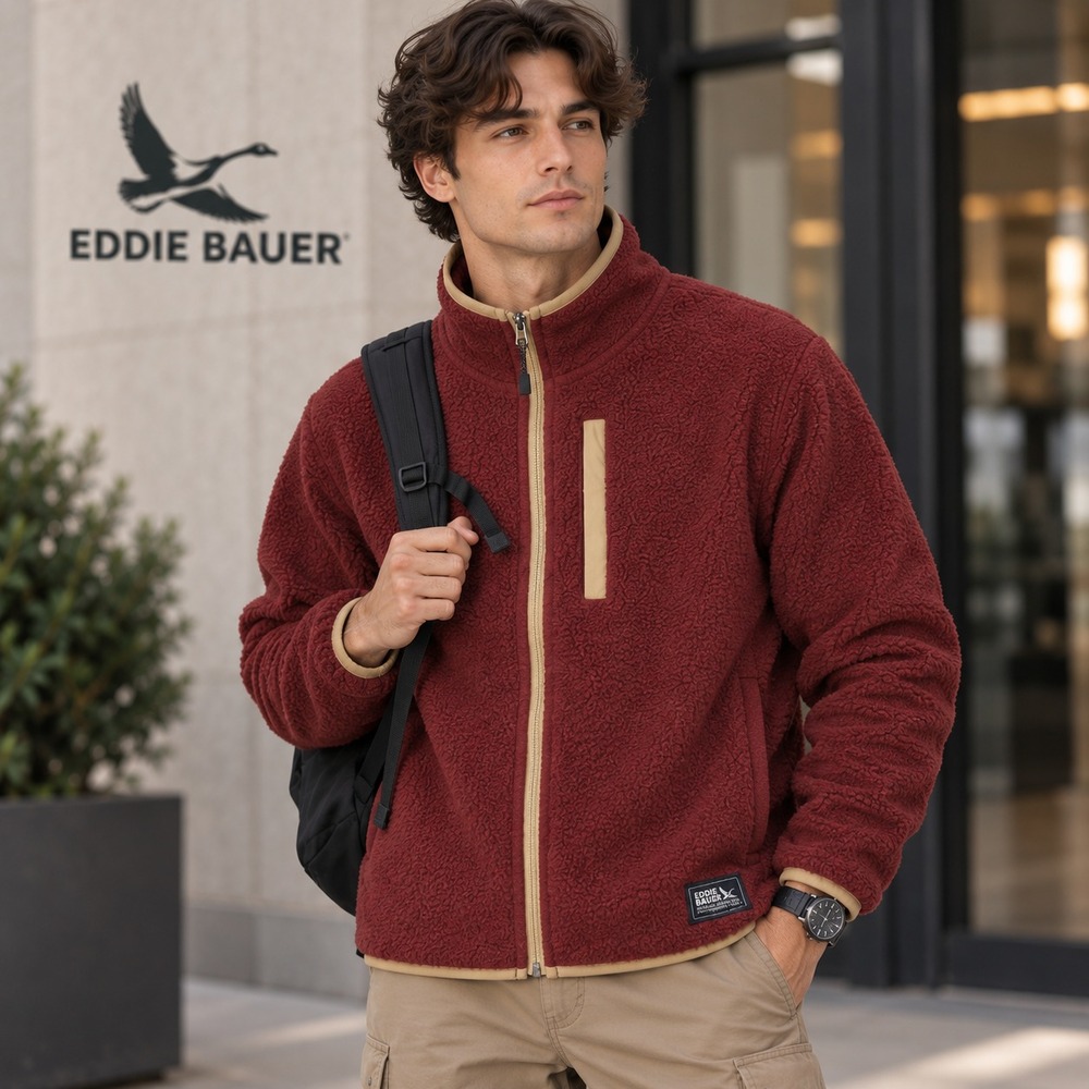 EDDIE BAUER Men's New Snowcreek Jacket MEDIUM Relaxed Andorra Sherpa EB011405